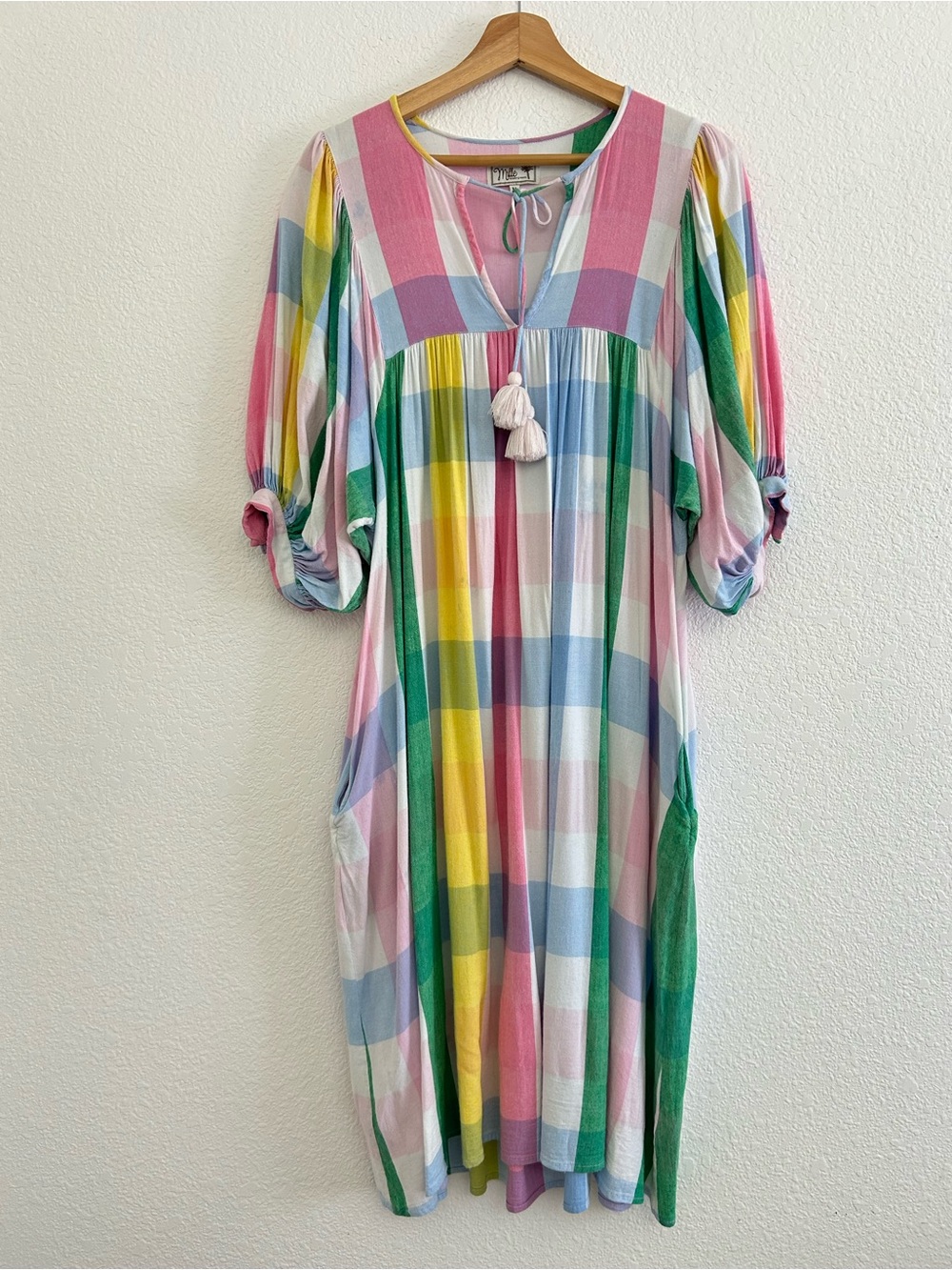 Mille Daisy Pastel Plaid Midi Dress - Medium